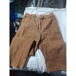 St. Johns Bay‎ Pants Womens Size 14  Brown Suede Leather Lined  High Rise